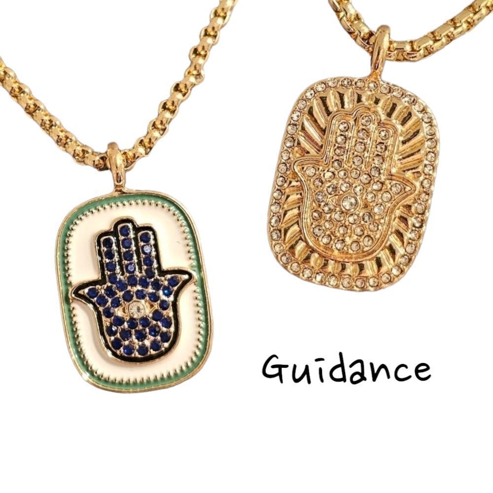 18k Gold Plated Reversible Hamsa Medallion Guidance Necklace